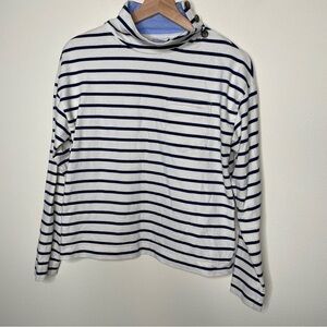 Vineyard Vines Navy & White Breton Striped Mock Neck Pullover Top small